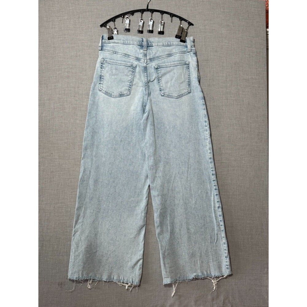 Banana Republic High Rise Wide Leg Cropped Jeans Womens 27 Light Wash Raw Hem - Picture 2 of 12